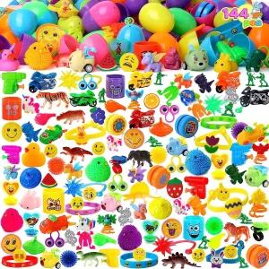 144Pcs 2.4in Pre-filled Easter Eggs with Toys for Easter Egg Hunt