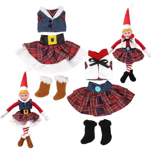2pcs Santa Clothes For Elf Doll Decoration