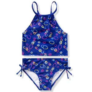 Girl’s Tankini, 2-Piece Swimsuit (Blue Bubble) – SLOOSH