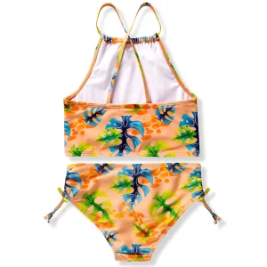 Girl’s Tankini, 2-Piece Swimsuit (Tropical Leaves) – SLOOSH
