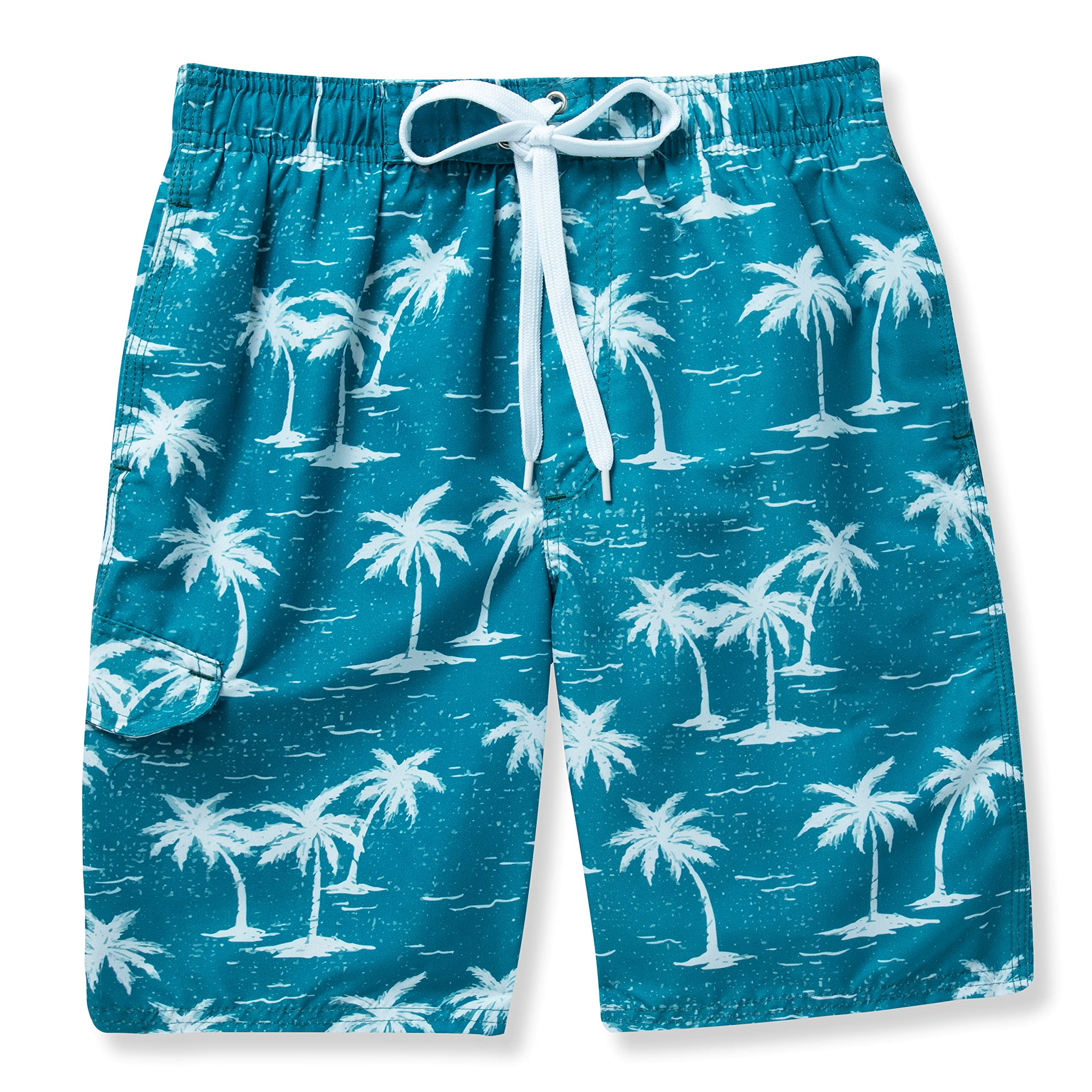 Boys Swim Trunks (Light Blue Palm) – SLOOSH
