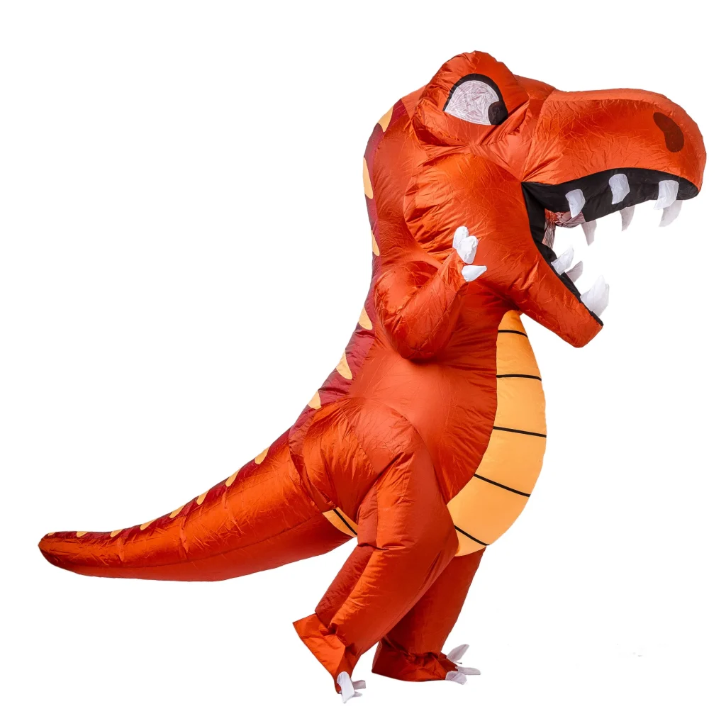 Red inflatable adult dinosaur costume