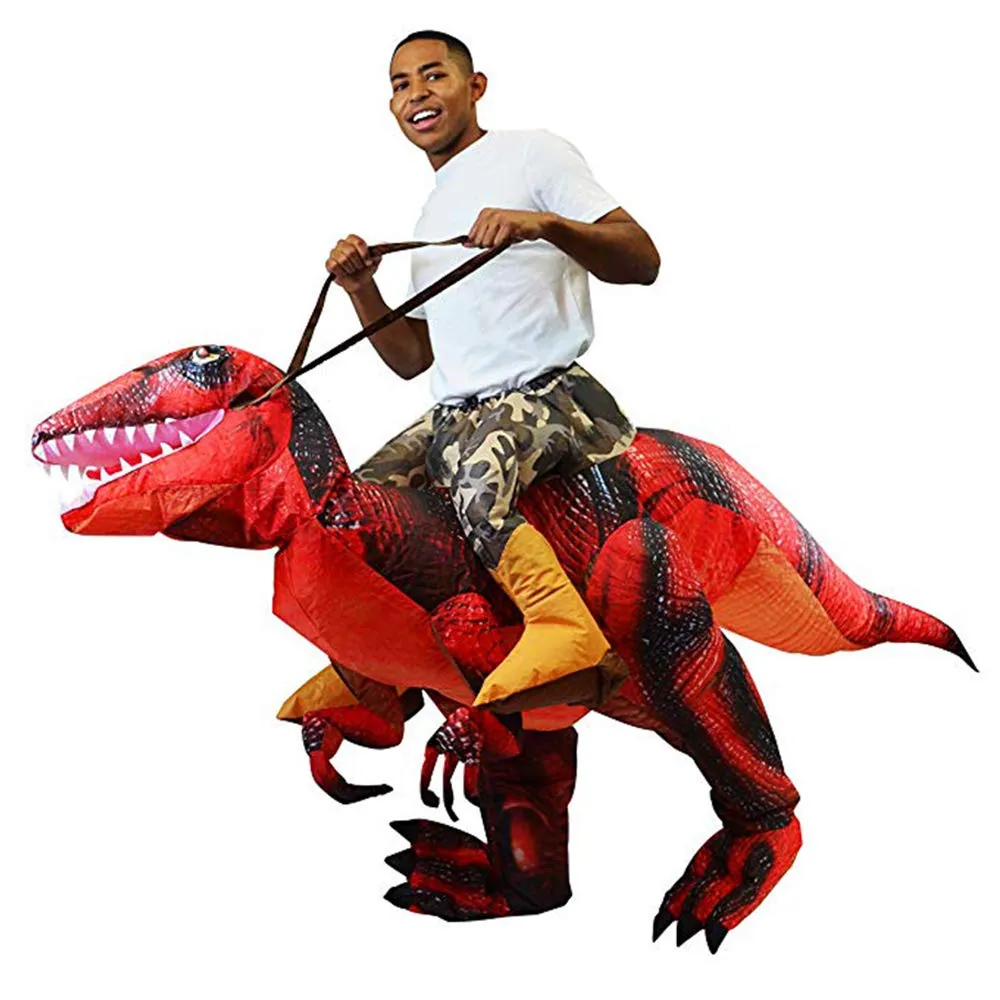 Red adult inflatable ride-on raptor