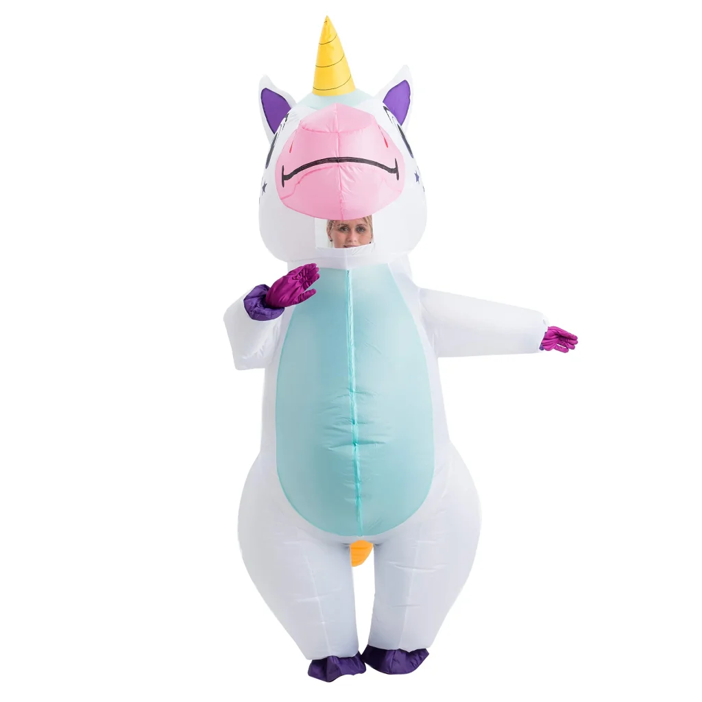 Adult white blow up unicorn costume
