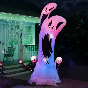 10ft Tall Inflatable Scary Swirly Ghost with Color Changing Light