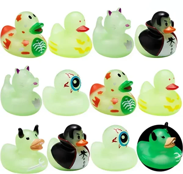 12Pcs Glow in The Dark Rubber Duckie Toys