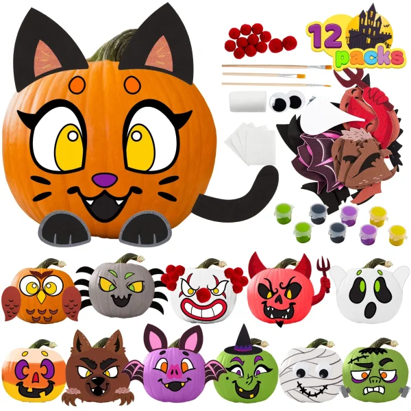 12pcs Kids Halloween Pumpkin Decorating Kit