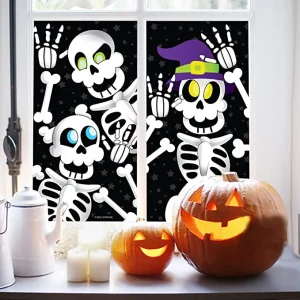 2pcs 3D Skeleton Halloween Window Covers (30x72in)