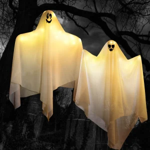 2 Pcs Lightup Hanging White Ghost 35.4in