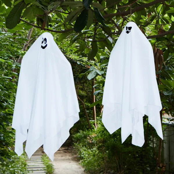 2 Pcs Lightup Hanging White Ghost 35.4in