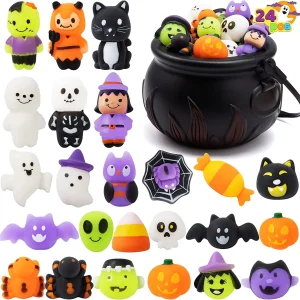 24pcs Halloween Mochi Squeeze Toys in Cauldron