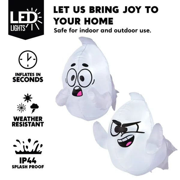 2Pcs Tall Naughty Window Ghost 2.6ft Halloween Inflatable