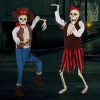 2pcs Halloween Hanging Pirate Skeleton 6in