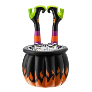 3.2ft Halloween Inflatable Witch Legs In Cauldron Cooler