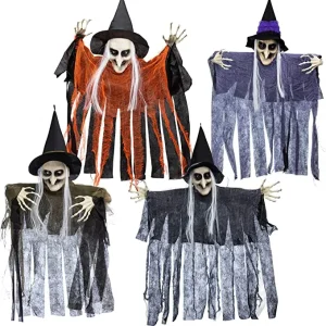 4pcs Halloween Hanging Witch Decoration 24in
