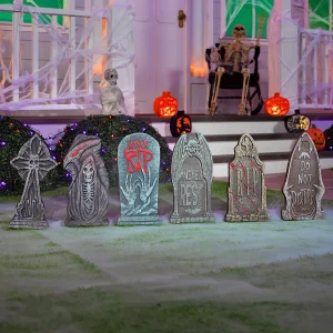 6pcs Foam Graveyard Tombstone Halloween Decorations 17in