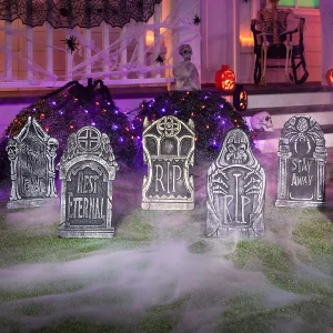 6pcs Halloween Foam Tombstones Decoration 17in