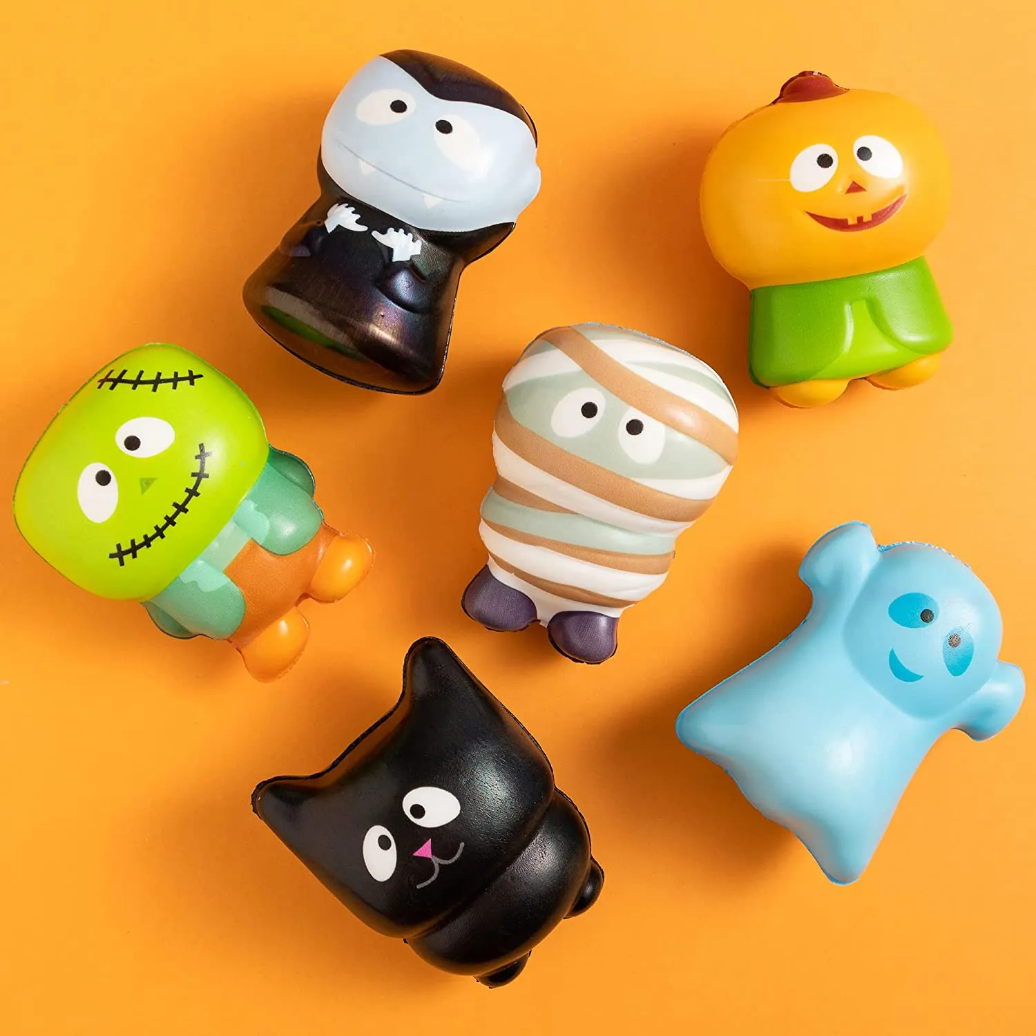AMUTOY 6PCS Jumbo Halloween Squishy Toys Set,6 Halloween Theme Designs Slow Rising Stress Relief Toys for Kids Adults,Classroom Prizes,Goodie Bag Fillers,Trick or Treat Halloween Party Favors/Toy/Gift 