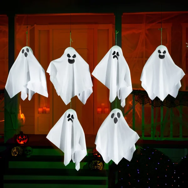 6pcs Halloween White Hanging Ghost 19.6in