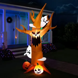 8ft Inflatable Scary Tree with Ghosts and Pumpkins