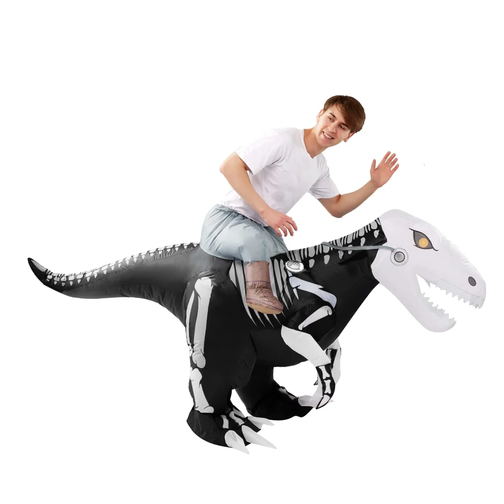 Ride-on skeleton inflatable dinosaur costume