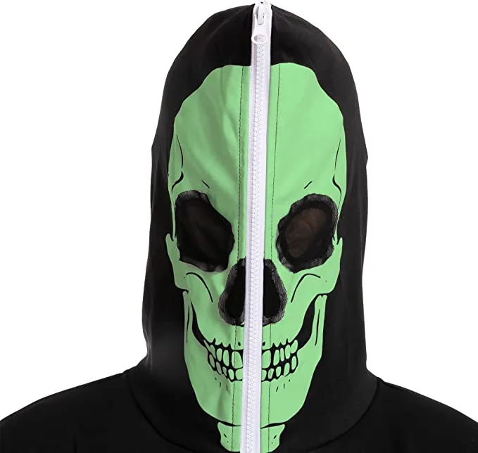 Petrifying Mens Glow in the Dark Skeleton Halloween Jumpsuit