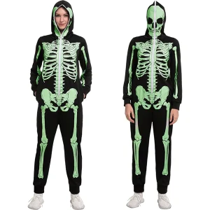 Adult Halloween Glow In The Dark Skeleton Onesie