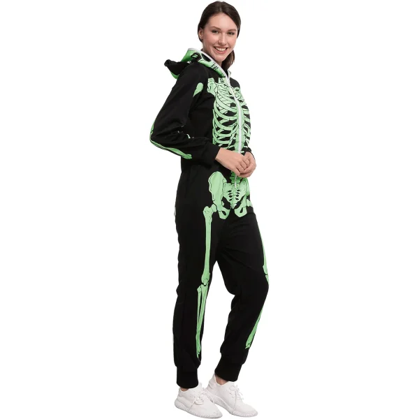 Adult Women Halloween Glow In The Dark Skeleton Pajamas
