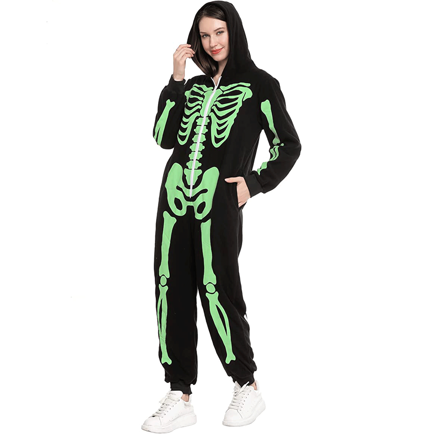 SPOOKTACULAR Men Skeleton Pajama Onesie (Glow In The Dark) Adult ...