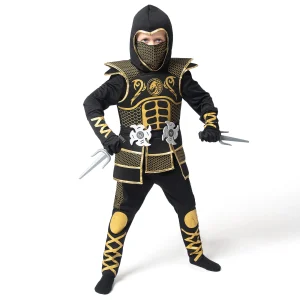 Kids Golden Ninja costume for Boys Halloween Dress Up