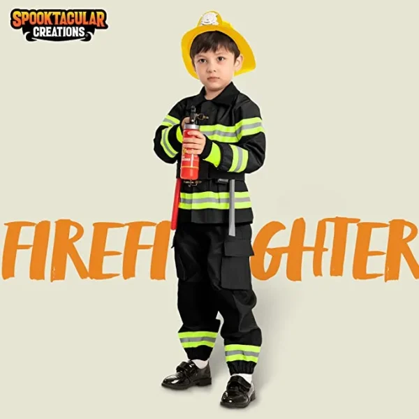 Child Boy Black Firefighter Costume