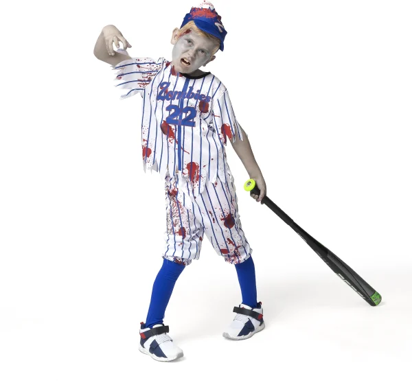 Spooktacular Creations Child Boy Blue Baseball Zombie Costume for Halloween Dress Up Parties, Zombie Theme Party Costumes