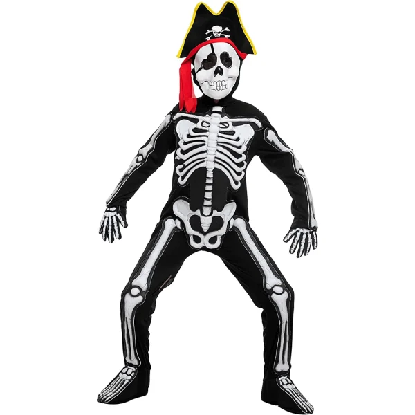 Kids Unisex Skeleton Pirate Halloween Costume