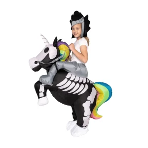 Child Inflatable Ride on Skeleton Unicorn Halloween Costume