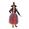 Girls Orange and Purple Light up Witch Halloween Costume- 3T