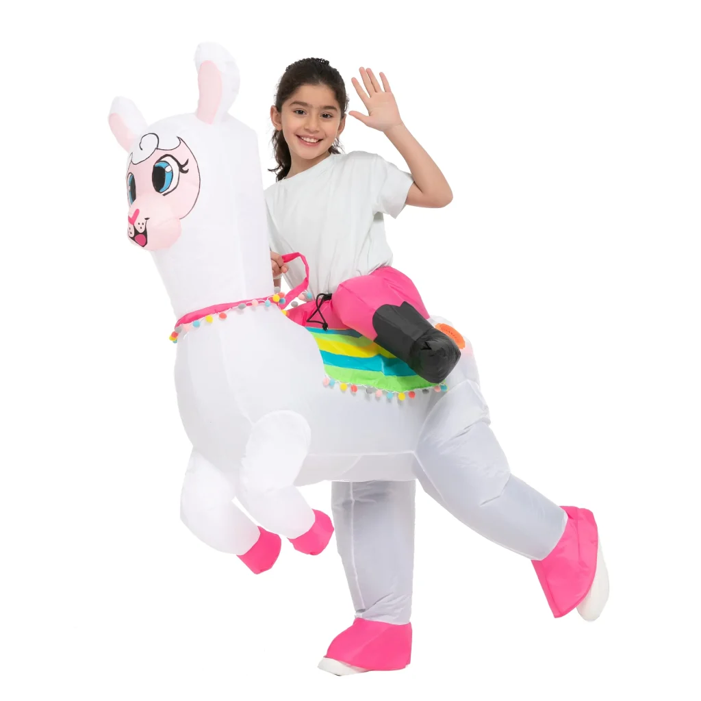 Ride on inflatable alpaca costume
