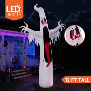 12ft Inflatable LED Ghost with Long Red Tongue
