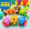 16Pcs Animal Soft Rubber Car Set Toy, Baby Mini Bath Toy Cars