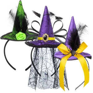 6 Pcs Halloween Witch Hat Headband Set