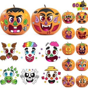 60 Pcs Halloween Pumpkin Decorating Stickers Craft Kit