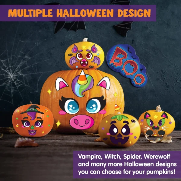 60 Pcs Halloween Pumpkin Decorating Stickers Craft Kit