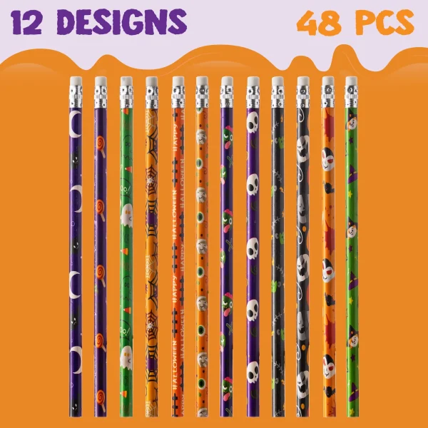 96 Pcs Halloween Pencil and Ruler Set