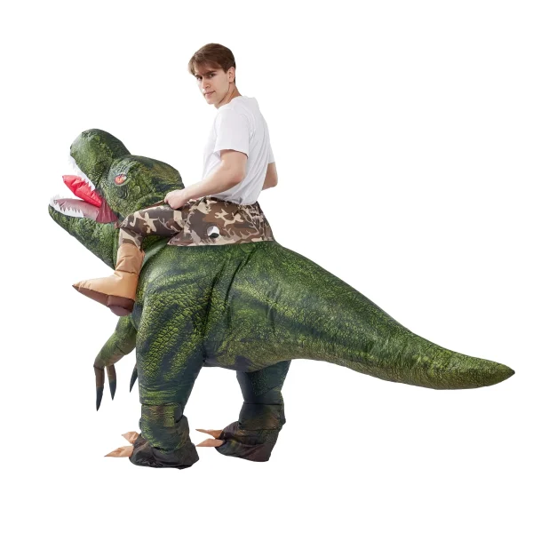 Adult Unisex Green Digital Printing T-Rex Inflatable Ride-on Costume