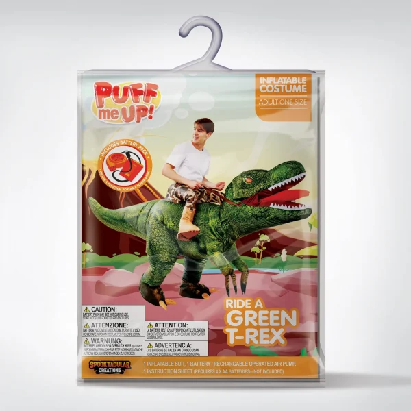 Adult Unisex Green Digital Printing T-Rex Inflatable Ride-on Costume