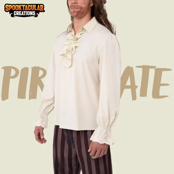 Men Medieval Pirate Costume Shirt -L