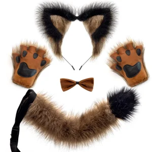 Adult Wolf Fox Tail Accessories Set – Brown