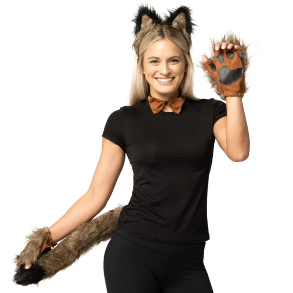 Adult Wolf Fox Tail Accessories Set - Brown