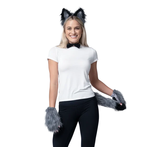 Adult Wolf Fox Tail Accessories Set - Gray
