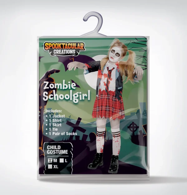 Girls Zombie Schoolgirl Halloween Costume