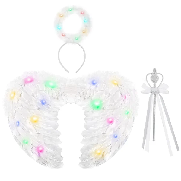 Child Unisex Angel Accessories Set with Light (White)